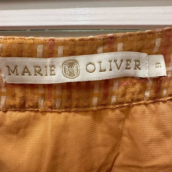 Marie Oliver gingham boho Kaylee Silk Orange mini dress shift cottagecore medium - Picture 3 of 5